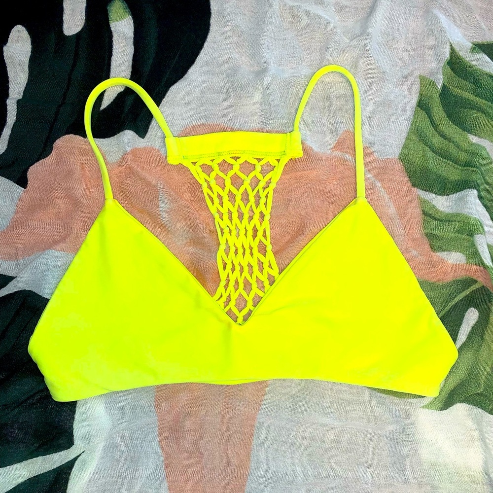 Mikoh Medium Neon Yellow Bikini Top